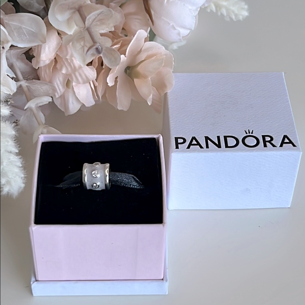 Genuine Pandora Lavender Promise Charm with Cubic Zirconias
